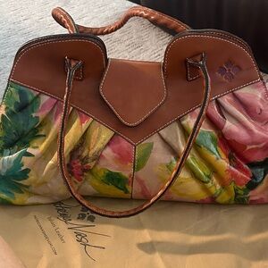 Patricia Nash Floral Shoulder Bag with Brown Leather